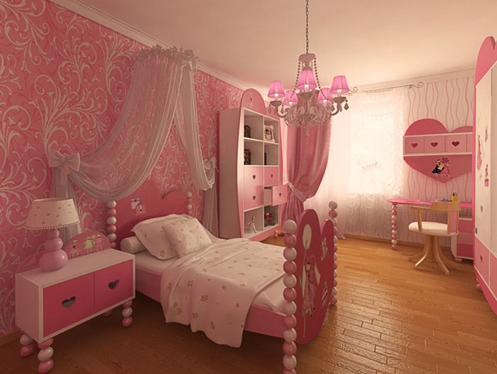 Дизайн детской комнаты для девочки в розовом цвете