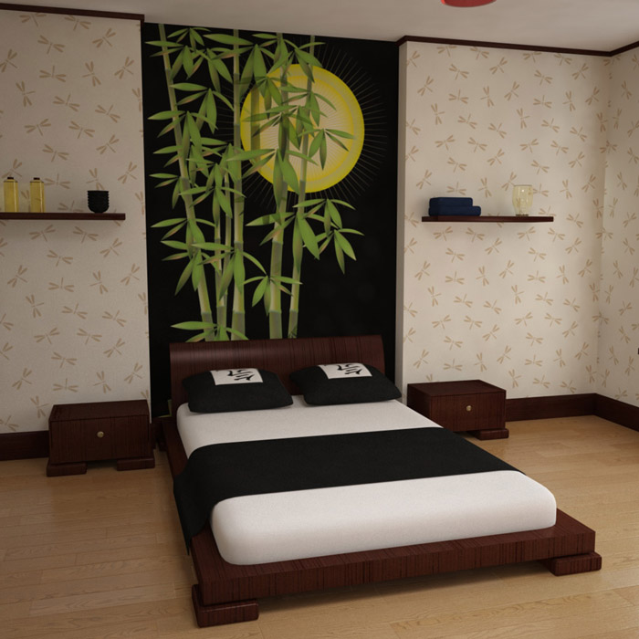 Фото дизайна спальни в японском стиле
