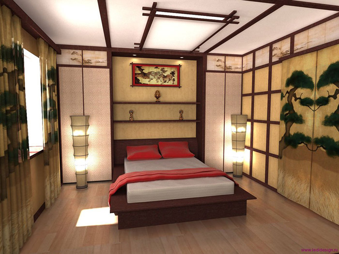 Дизайн спальни в японском стиле: элементы декора