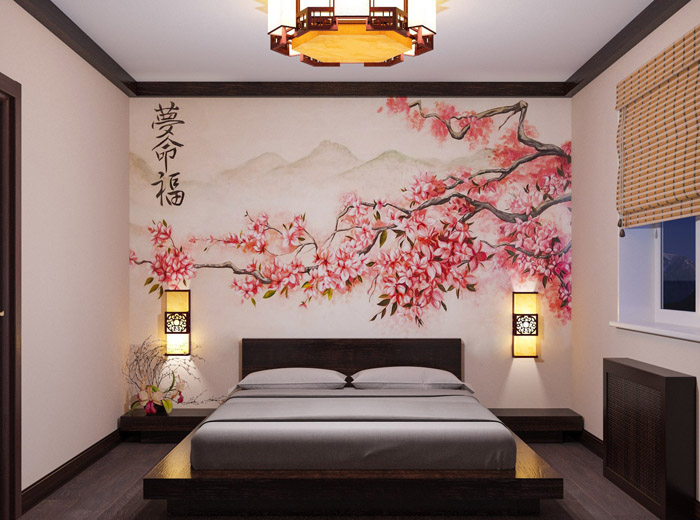 Дизайн спальни в японском стиле: минимум мебели