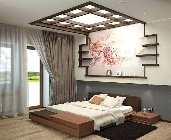 Пример интерьера спальни в японском стиле