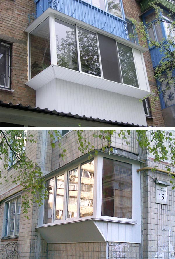 Пример увеличения площади балкона с помощью выноса по подоконнику