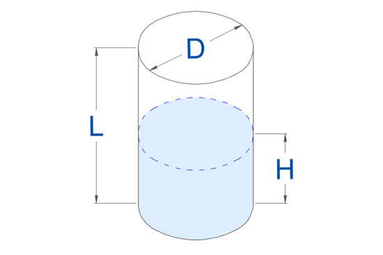 Калькулятор расчёта объёма жидкости в бочке