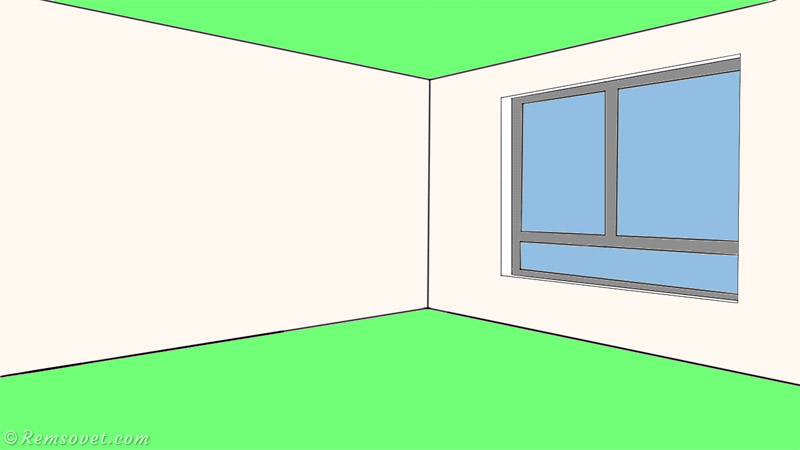 Цветной пол и потолок - увеличение ширины помещения