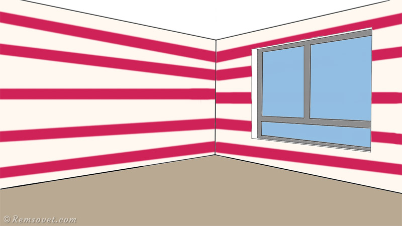Горизонтальные полосы -  увеличение ширины помещения
