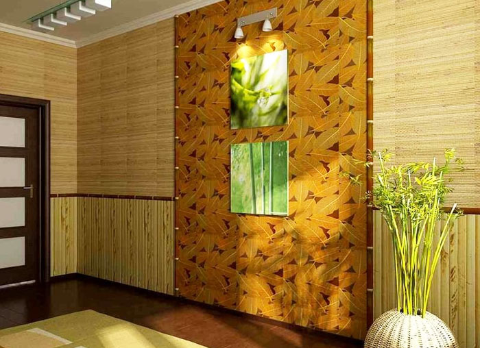 Бамбуковое полотно фото в интерьере