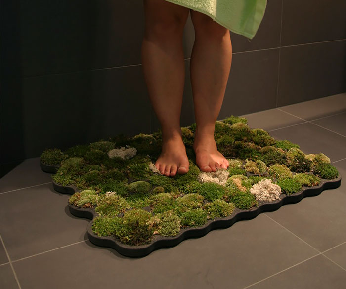 Идеи для ванной, коврик из натурального мха