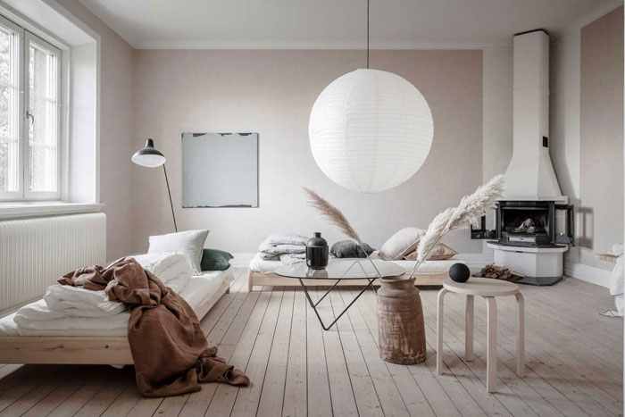 Спальня в скандинавском стиле, фото интерьера