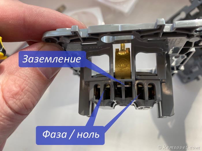 Розетка Легранд Этика, Legrand Etika, монтаж розетки, куда подключать жилы кабеля, ноль, фаза, заземление